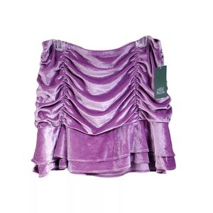 purple ruched skirt